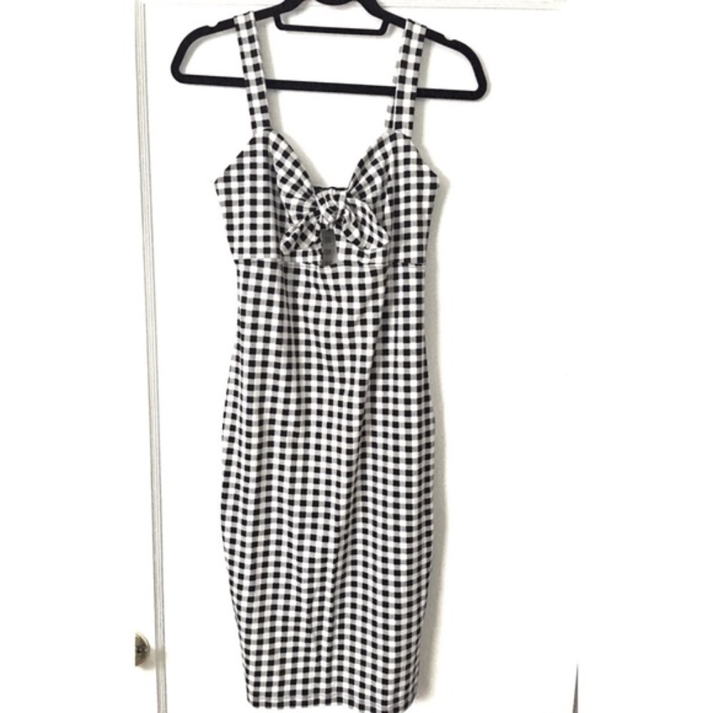 NEW Forever 21 Dress Gingham Sz L Stretch MadMen